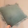 Retro 70s style shaggy turquoise throw pillow Image 4