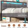 King Size Bed Frame 150x200 with Storage Upholstered Bed Frame with LED Lights & Charging Station Upholstered Storage Headboard/Under Bed Storage Noise Free Image 4