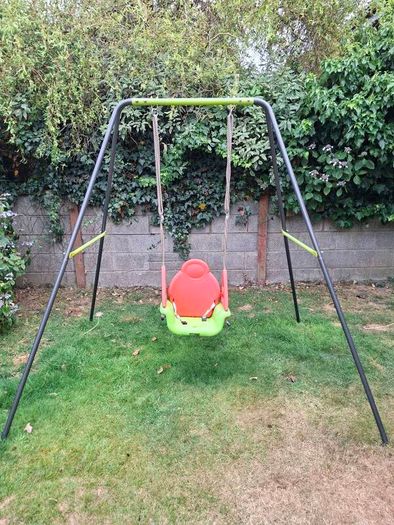 Single seat metal swing set and Baby seat attachment