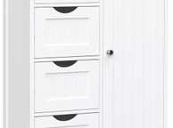 main image for ad _Wooden Bathroom Sideboard with 4 Drawers, Cabinet Door, Adjustable Shelf, Living Room, Kitchen, Hallway, Deep, Freestanding, White