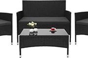 A Set of 4 Wicker Garden Furniture Lounge Coffee Table Rattan Furniture Set