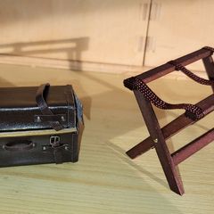Miniature travel case with stand for dolls house collector