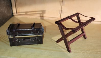 Miniature travel case with stand for dolls house collector