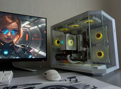 Custom White Panoramic Gaming PC | Ryzen 5 5600G | NVMe  | B550 | RTX 2060 Super 8GB |