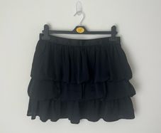 Black Tiered Ruffle Mini Skirt