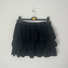 Black Tiered Ruffle Mini Skirt
