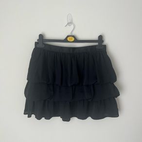 Black Tiered Ruffle Mini Skirt