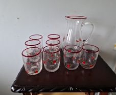 vintage jug & glasses Christmas
