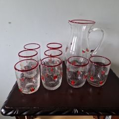 vintage jug & glasses Christmas