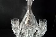 Vintage Lead Crystal Baccarat Style Decanter and 6 glasses set