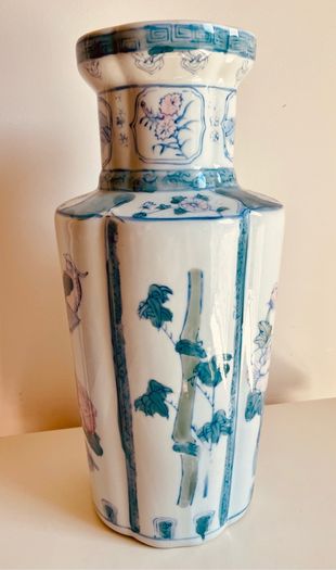 Large Chinese Porcelain Phoenix and Peony Vase 38cm Chinoiserie Decor