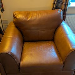Genuine Leather sofa and matching armchair Free Delivery