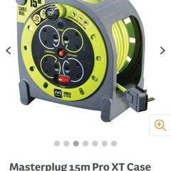 Masterplug 15m Pro XT Case 4 Socket Extension Cable Reel