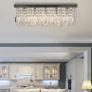 Modern Crystal Ceiling Light Square Crystal Chandelier, E14 Base, 80 x 25 x 23cm, for Living Room, Dining Room, Hall, Silve Image 2
