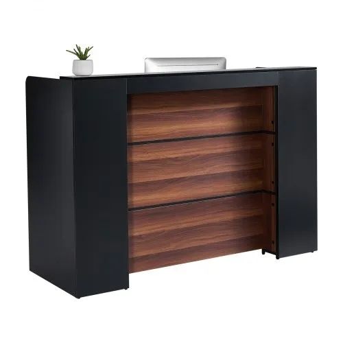 Reception Desk, 62.99 x 23.62 x 43.70 in Rectangular Front Counter Table, Office Reception Desk Front Retail Counter with LED Light,