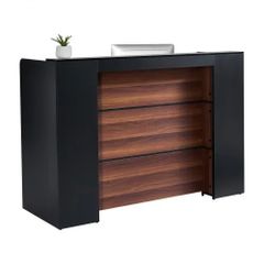 Reception Desk, 62.99 x 23.62 x 43.70 in Rectangular Front Counter Table, Office Reception Desk Front Retail Counter with LED Light,