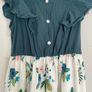 Green ruffled and floral hi-lo dress Image 2