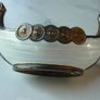 Theodor Olsens Eftf Norway Sterling Enamel Viking Ship Salt Cellar with NM Thune Enamelled Silver Spoon Image 9