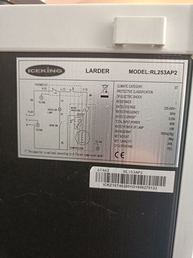 A+ Larder fridge Ice King 240L 55cm w x 142.5 h