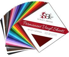 Scraft Artise Permanent Vinyl 40 Pack, 2 Sheets of each Assorted Colour, 18 Matte and 2 Gloss, 12 inches X 12 inches Adhesive Backed