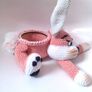 Handmade Crochet Bunny Basket Easter Gift Organizer No Contents Image 3