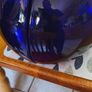 Vintage Set of 2 Cobalt Blue Flat Back Vase Handcrafted and Mouthblown Half Sphere Art Glass From Poland each is 75.00 euro or as set of 2 is 130.00 euro. Image 3