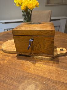 antique walnut box with key