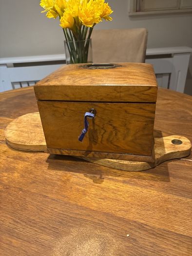 antique walnut box with key
