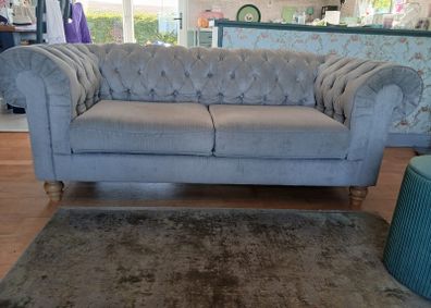 Grey fabric chesterfield sofa