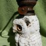 Antique German Dresden Sitzendorf Porcelain Novelty Owl Oil Lamp Image 5