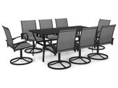 9 Piece Garden Dining Set Textilene and Steel