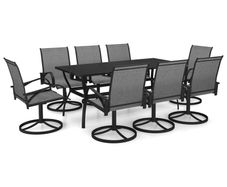 9 Piece Garden Dining Set Textilene and Steel