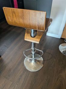 Bar Stools / Chair wooden Set of 2 with Low Back for Breakfast Kitchen Counter Island