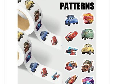 500Pcs/Roll Disney Cars Cartoon Stickers Lightning McQueen Decals Graffiti Skateboard Phone Stickers Kids Decorations Labels