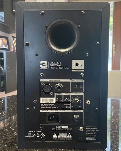 Two JBL LSR 305 Speakers + Two Speaker Stands