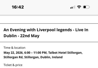 tickets Liverpool legends silver tickets