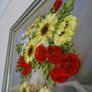 Hand made Sunflowers poppy 3D ribbon embroidery painting framed Image 2