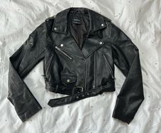 Stradivarius Black Faux Leather Biker Jacket Size S