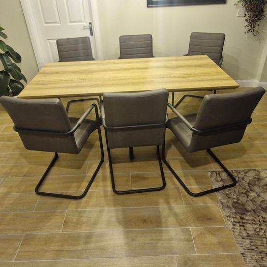 Modern Industrial 6-Seater Dining Set