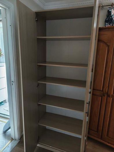 Modern Light Oak Tall Wardrobe / Shelving Unit (Free)