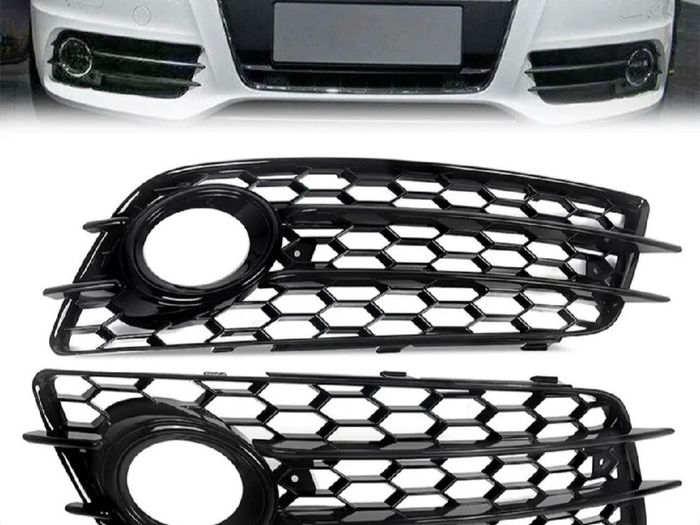 NEW Honeycomb Front Fog Light Grille Covers For AUDI A4 B8 S-Line S4 2008-2012