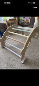 wooden slide and climbing frame