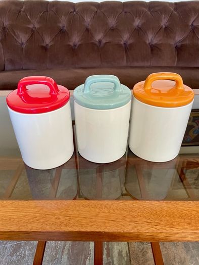 3 x Retro 50s 60s Multi Color Classic Tea Coffee Sugar Set