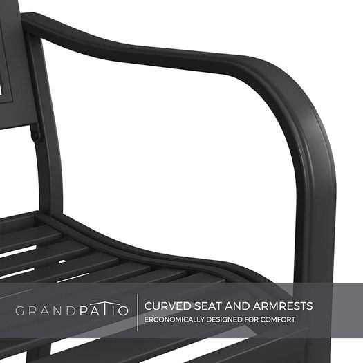 Garden Bench, Outdoor Bench with 2-3 Seater, Rust Resistant, Stamped Pattern, Choice of Colours, Suitable for Indoor, Outdoor, Patio, Park (Black)