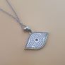 25 Sterling Silver Evil Eye Pendant Necklace with Purple & White CZ Stones Protective Charm Jewelry Image 8