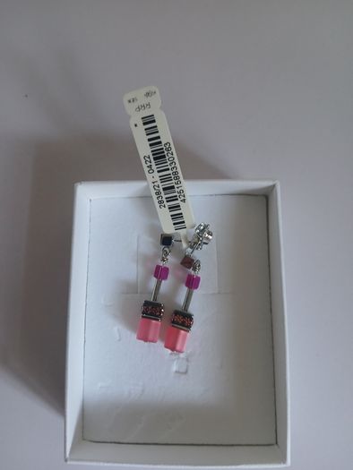 Coeur de Lion GeoCUBE Viva Magenta Pink Swarovski Crystal Earrings New Boxed CAN POST