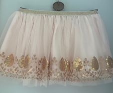 Cotton on kids girls light pink with gold sequins tulle skirt age 1-2 EUC