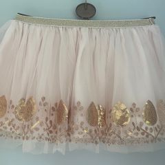 Cotton on kids girls light pink with gold sequins tulle skirt age 1-2 EUC