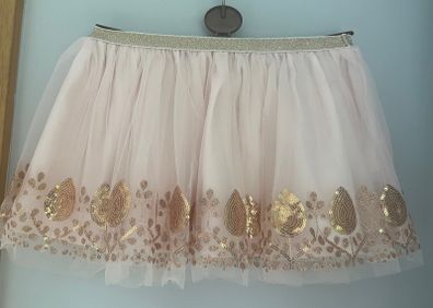 Cotton on kids girls light pink with gold sequins tulle skirt age 1-2 EUC
