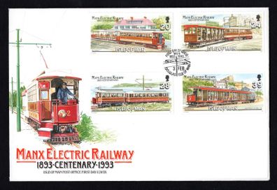 1993 Isle of Man Centenary of Manx Electric Railway Commemorative Stamps Addressed First Day Cover (FDC)